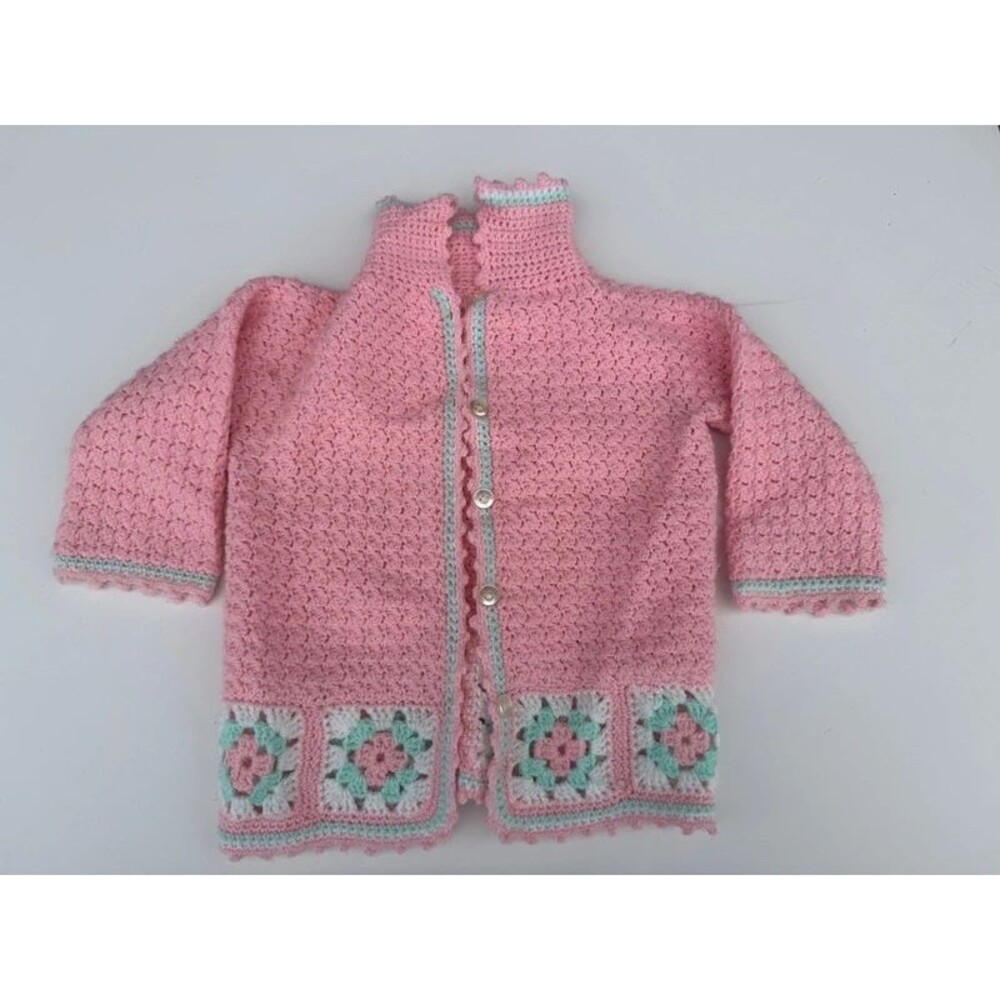 Grannycore Pink Knitted Girl’s Cardigan